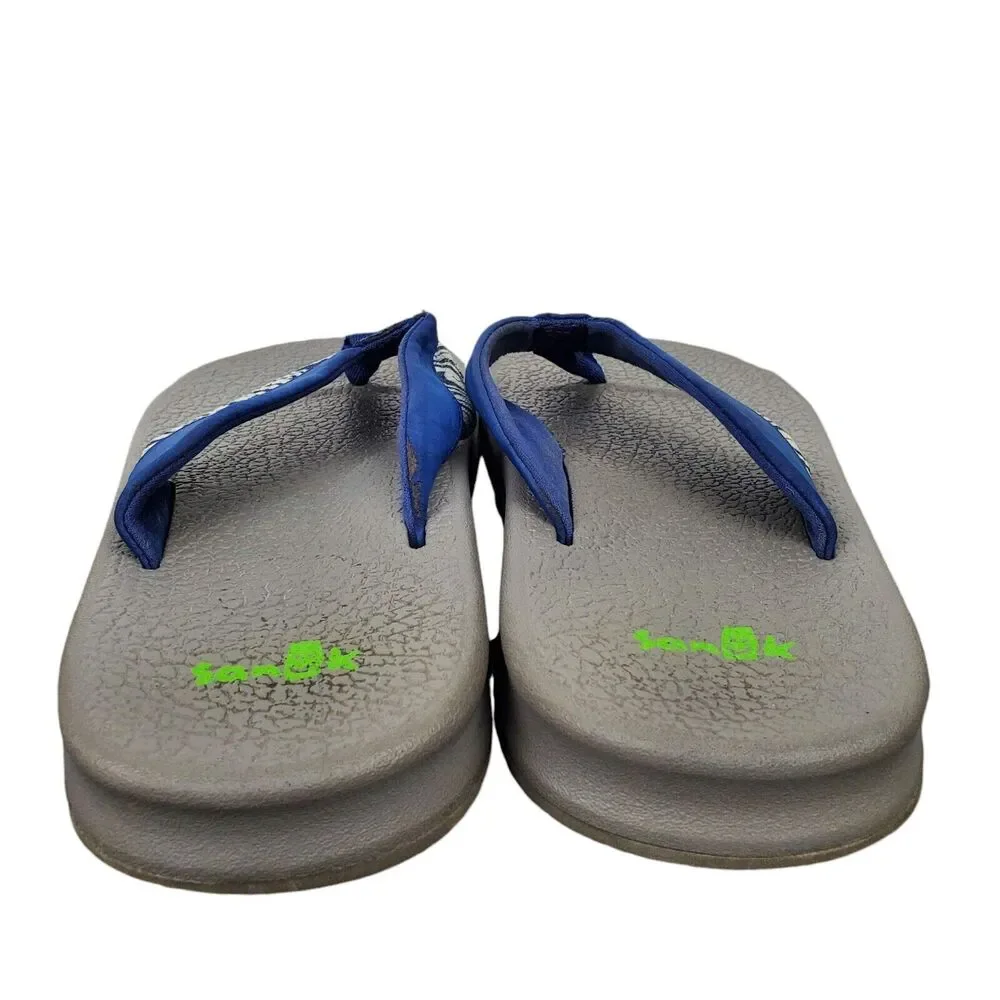 Sanuk Men's Brumeister Funk Indigo Wave Blue White Flip Flop Sandals Sz 8